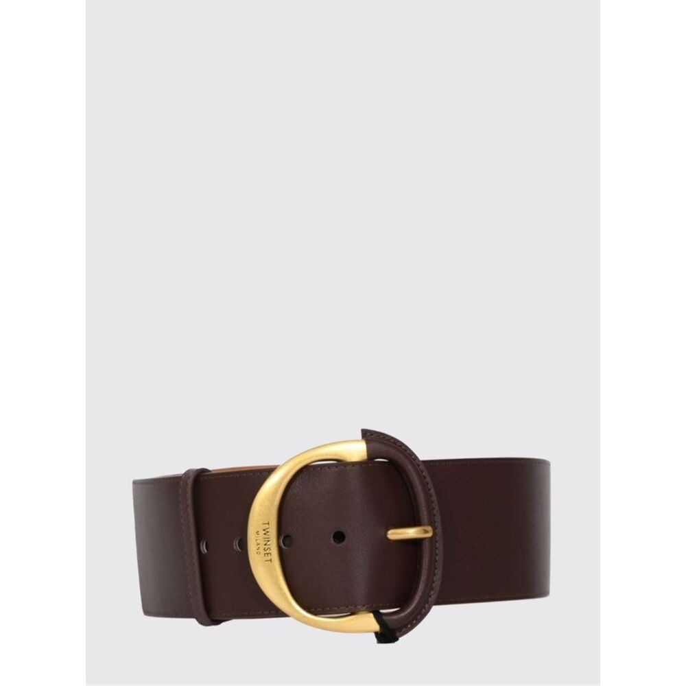 Twinset Women Twinset Women's Brown Leather Belt With Adjustable Metal Buckle